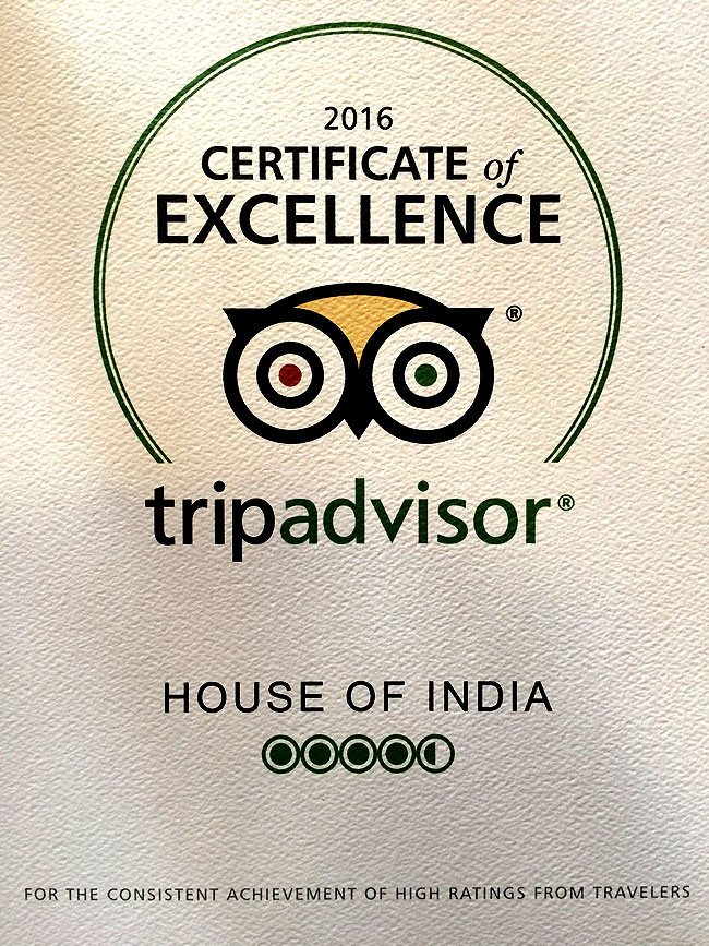 Trip Advisor Certificate of Excellence Award 2016